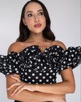 Off The Shoulder Polka Dot Ruffle Top