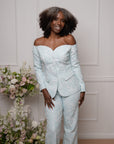Blue Jacquard Trouser