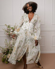 Light Green and Yellow Floral Print Dress With Removable Slip