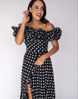 Off The Shoulder Polka Dot Ruffle Top