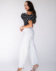 Off The Shoulder Polka Dot Ruffle Top